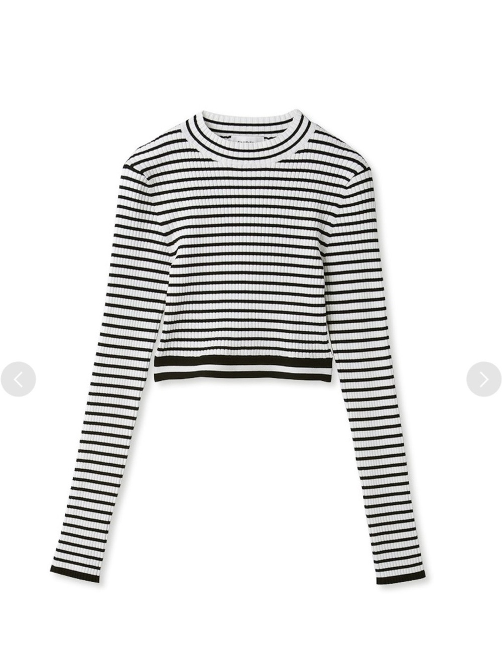 Snidel Striped Ribbed Long-Sleeve Crop Top - Black & White